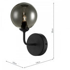 Dar FEY0722-01 Feya 1 Light Wall Light Matt Black Smoked Glass