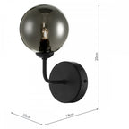 Dar FEY0722-01 Feya 1 Light Wall Light Matt Black Smoked Glass