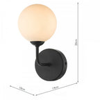Dar FEY0722-02 Feya 1 Light Wall Light Matt Black Opal Glass