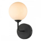Dar FEY0722-02 Feya 1 Light Wall Light Matt Black Opal Glass