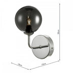 Dar FEY0750-01 Feya 1 Light Wall Light Polished Chrome Smoked Glass
