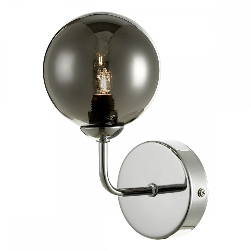 Dar FEY0750-01 Feya 1 Light Wall Light Polished Chrome Smoked Glass