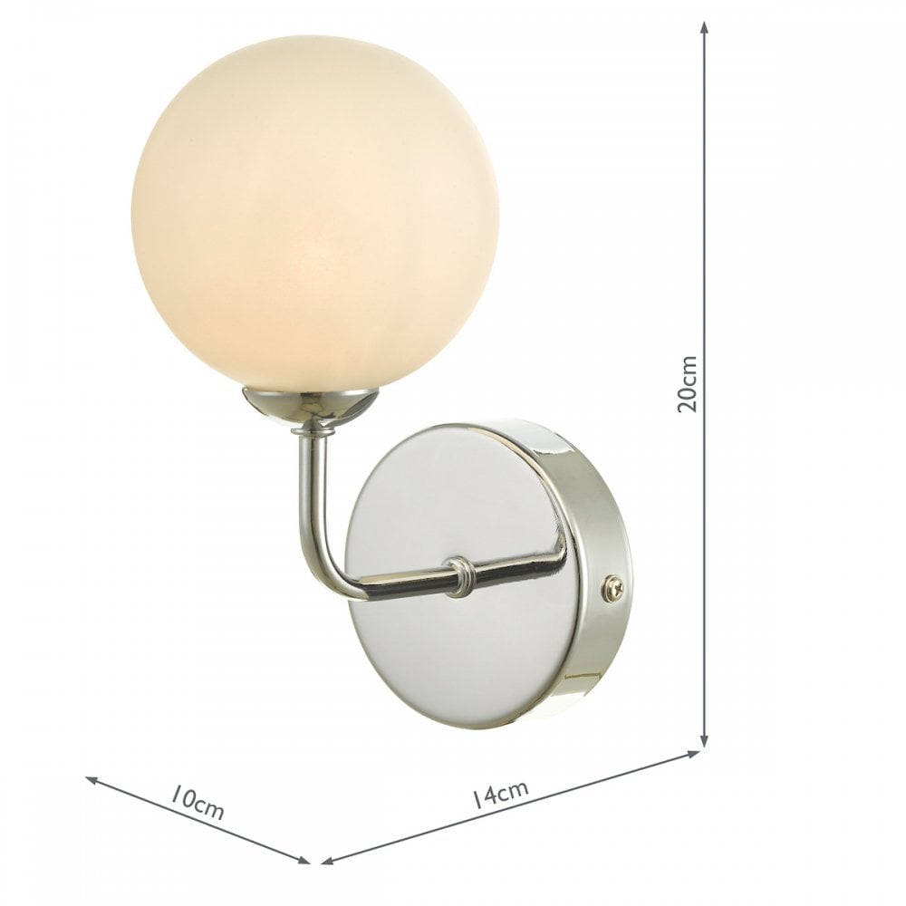 Dar FEY0750-02 Feya 1 Light Wall Light Polished Chrome Opal Glass