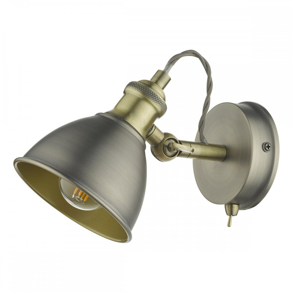 Dar GOV0761 Governor Single Spotlight Antique Chrome Antique Brass