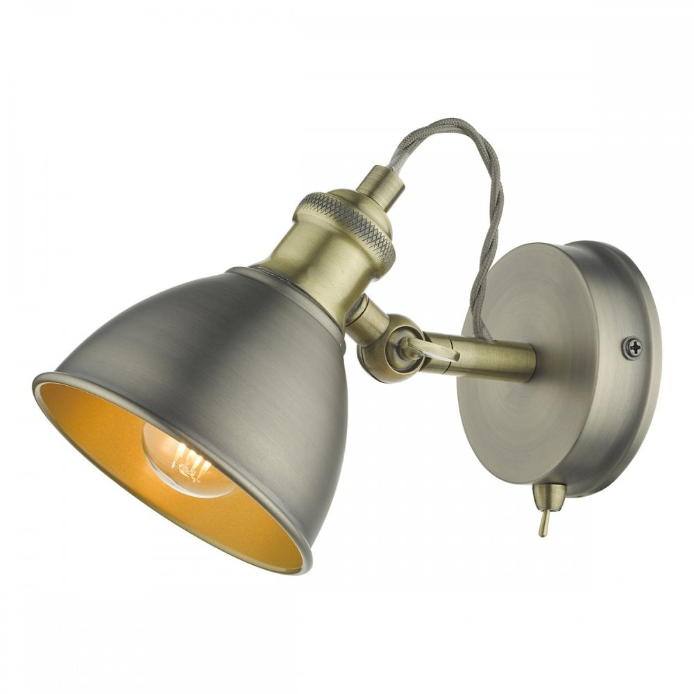 Dar GOV0761 Governor Single Spotlight Antique Chrome Antique Brass