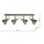 Dar GOV8461 Governor 4 Light Bar Spotlight Antique Chrome Antique Brass