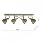 Dar GOV8461 Governor 4 Light Bar Spotlight Antique Chrome Antique Brass