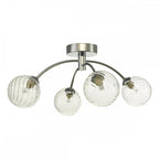 Dar IZZ0450-03 Izzy 4 Light Semi Flush Polished Chrome Twisted Glass