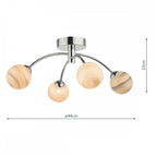 Dar IZZ0450-07 Izzy 4 Light Semi Flush Polished Chrome Swirl Glass