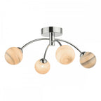 Dar IZZ0450-07 Izzy 4 Light Semi Flush Polished Chrome Swirl Glass