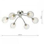 Dar IZZ0650-03 Izzy 6 Light Semi Flush Polished Chrome Twisted Glass