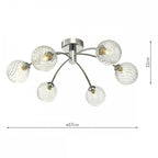 Dar IZZ0650-03 Izzy 6 Light Semi Flush Polished Chrome Twisted Glass