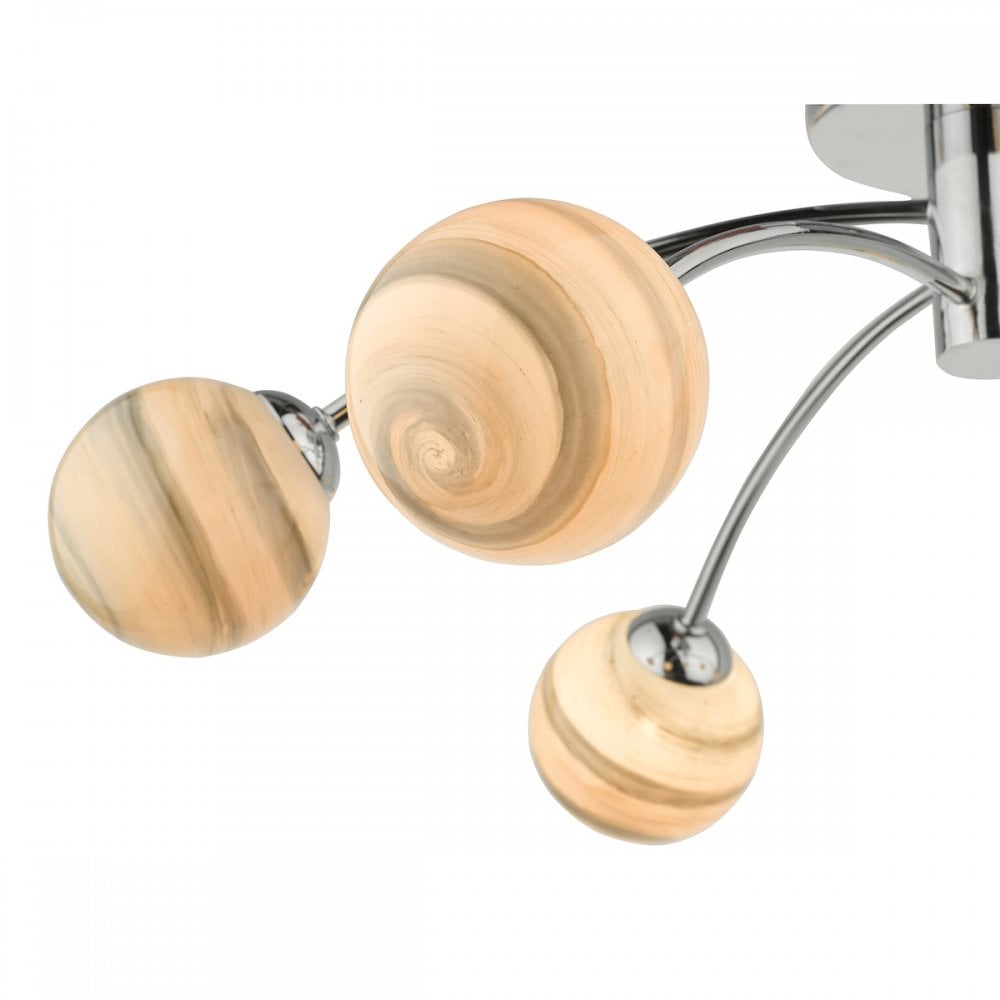Dar IZZ0650-07 Izzy 6 Light Semi Flush Polished Chrome Swirl Glass