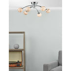 Dar IZZ0650-07 Izzy 6 Light Semi Flush Polished Chrome Swirl Glass