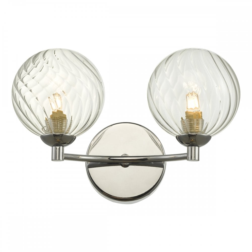 Dar IZZ0950-03 Izzy 2 Light Wall Light Polished Chrome Twisted Glass