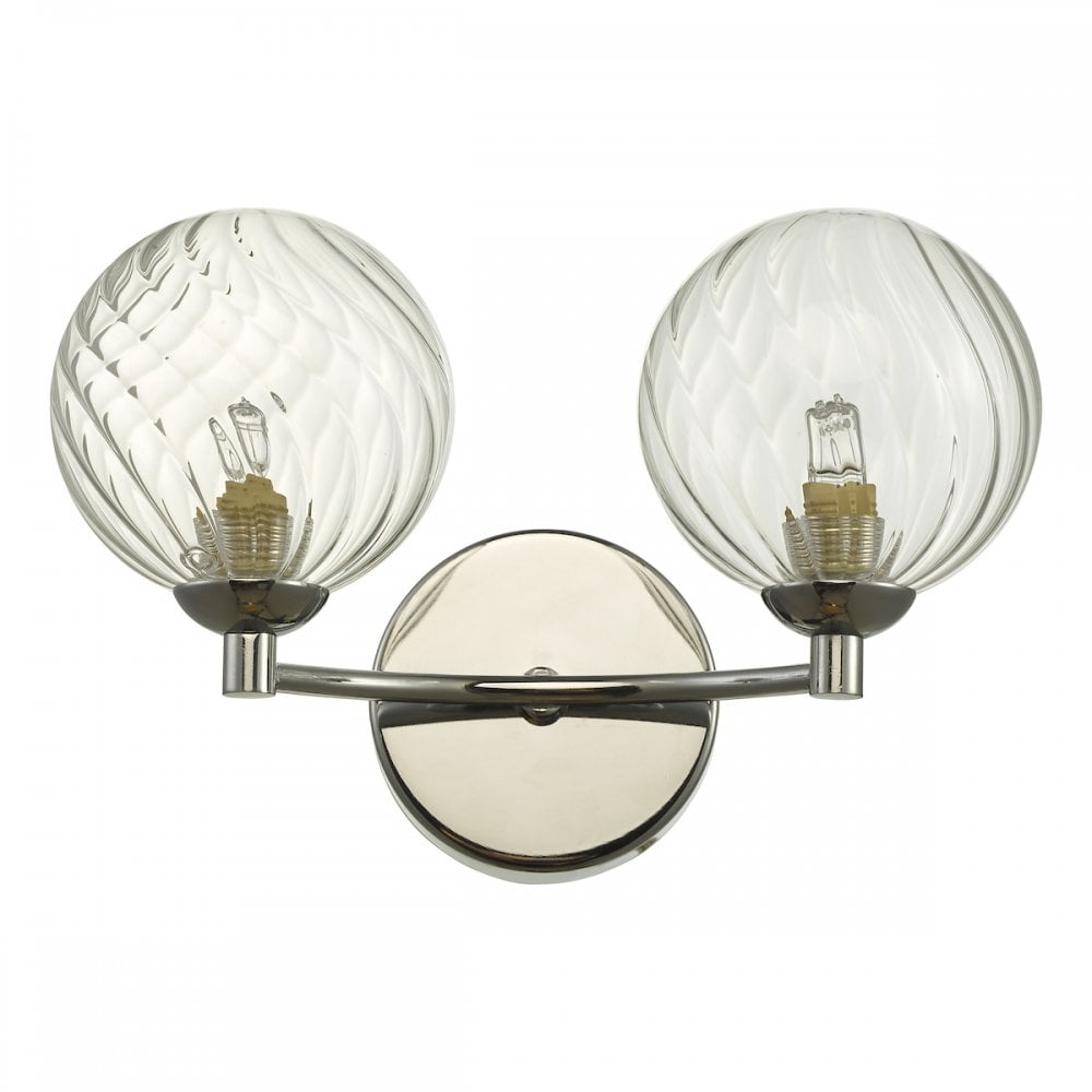 Dar IZZ0950-03 Izzy 2 Light Wall Light Polished Chrome Twisted Glass