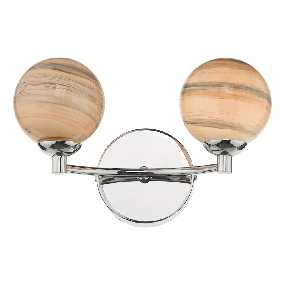 Dar IZZ0950-07 Izzy 2 Light Wall Light Polished Chrome Swirl Glass
