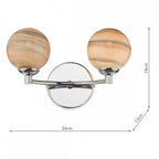 Dar IZZ0950-07 Izzy 2 Light Wall Light Polished Chrome Swirl Glass