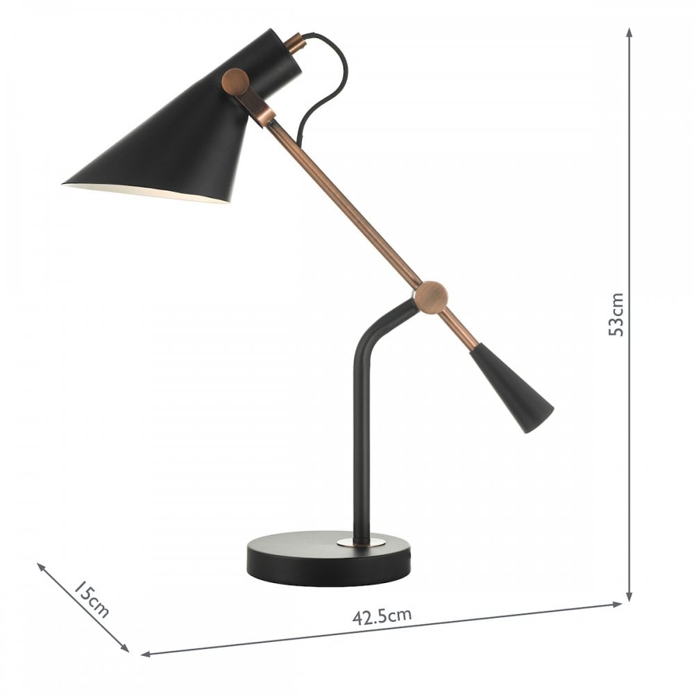 Jack Task Table  Lamp Black Antique Copper