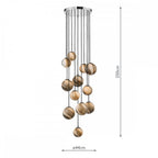 Dar MIK1250 Mikara 12 Light Cluster Pendant Polished Chrome Glass 2.5M (S)