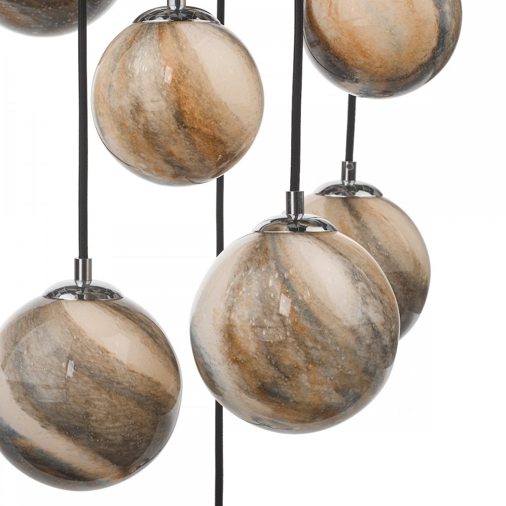 Dar MIK1250 Mikara 12 Light Cluster Pendant Polished Chrome Glass 2.5M