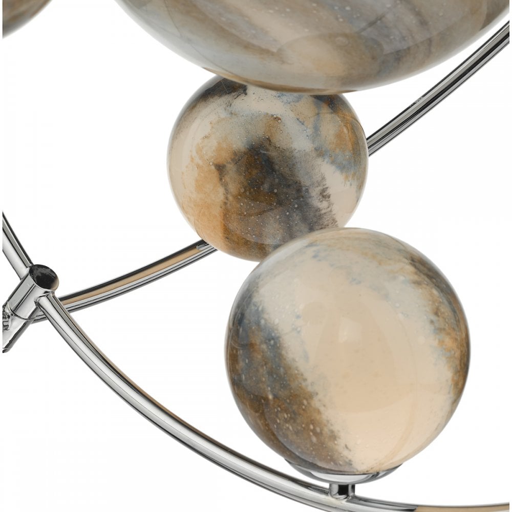 Dar MIK3450 Mikara 7 Light Pendant Polished Chrome Glass