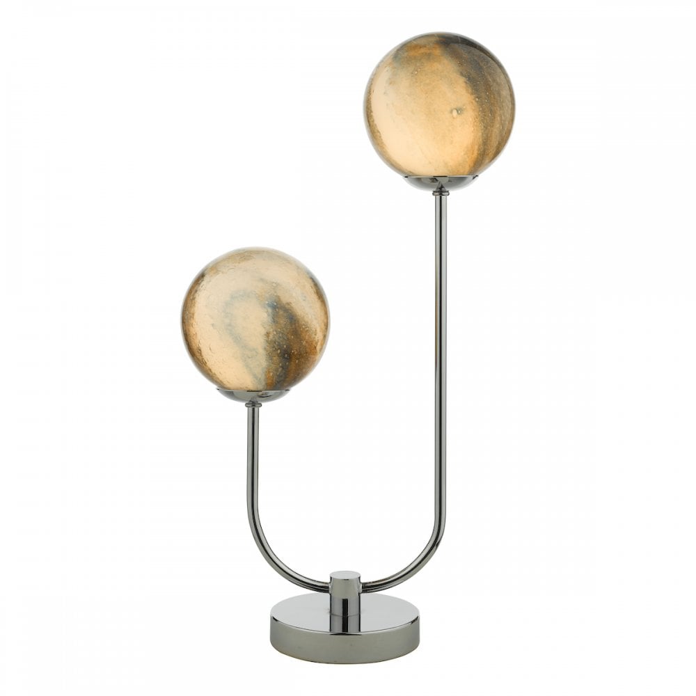 Dar MIK4250 Mikara 2 Light Table Lamp Polished Chrome Glass