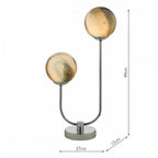 Dar MIK4250 Mikara 2 Light Table Lamp Polished Chrome Glass