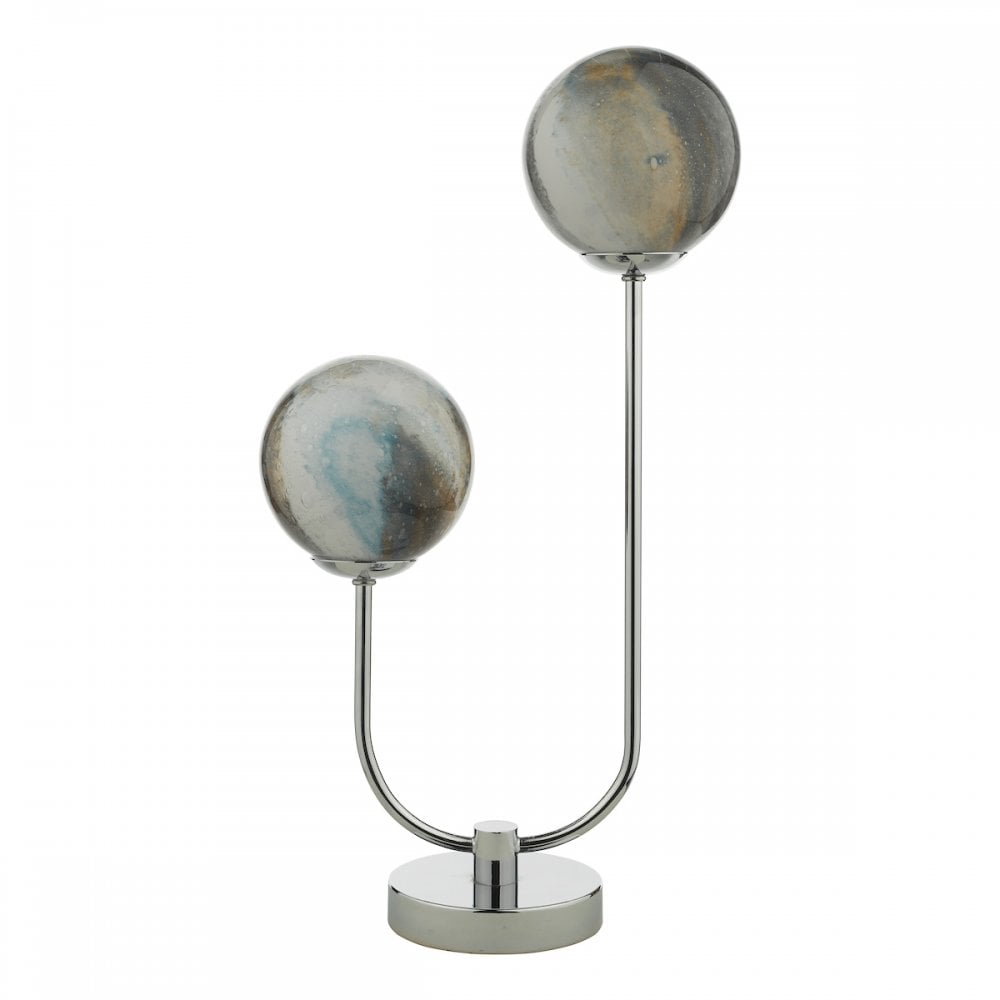 Dar MIK4250 Mikara 2 Light Table Lamp Polished Chrome Glass