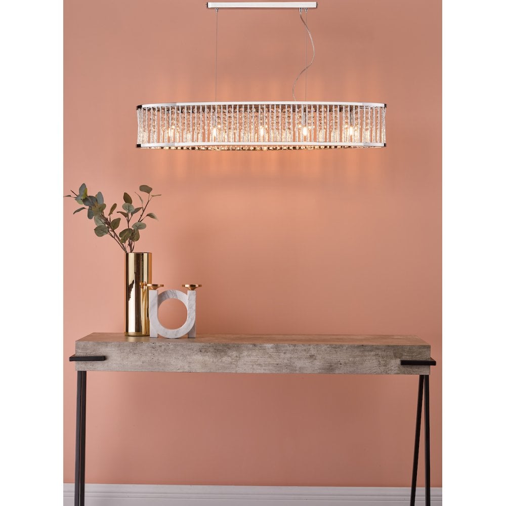 Dar NAN6268 Nantes 5 Light Bar Pendant Polished Chrome Aluminium