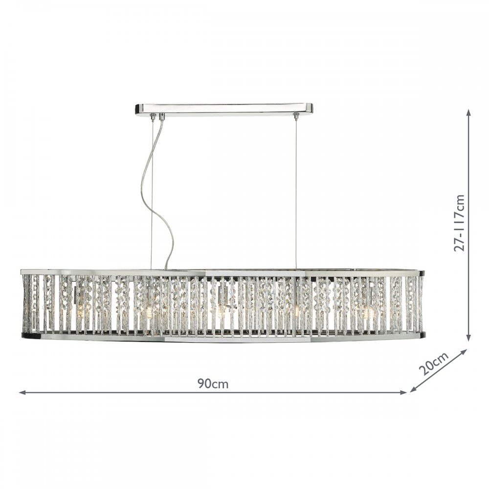 Dar NAN6268 Nantes 5 Light Bar Pendant Polished Chrome Aluminium