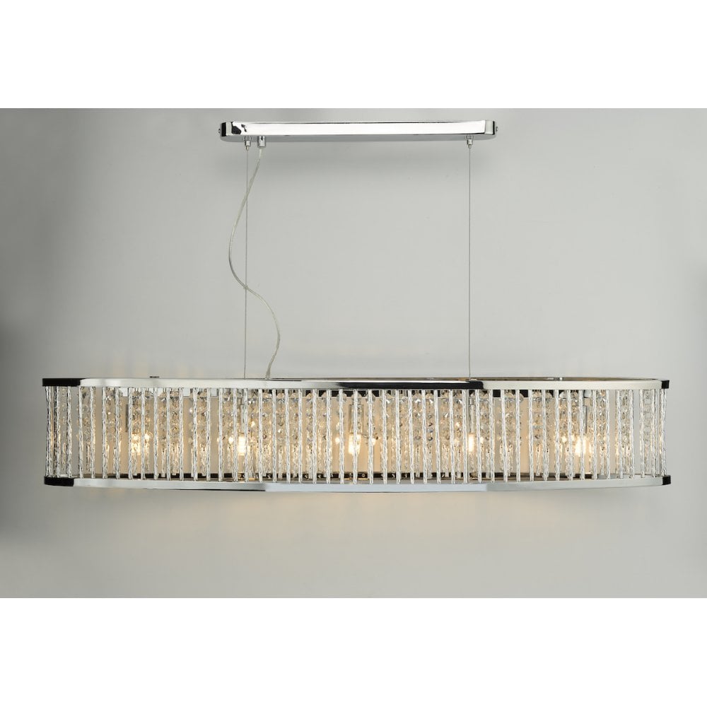 Dar NAN6268 Nantes 5 Light Bar Pendant Polished Chrome Aluminium