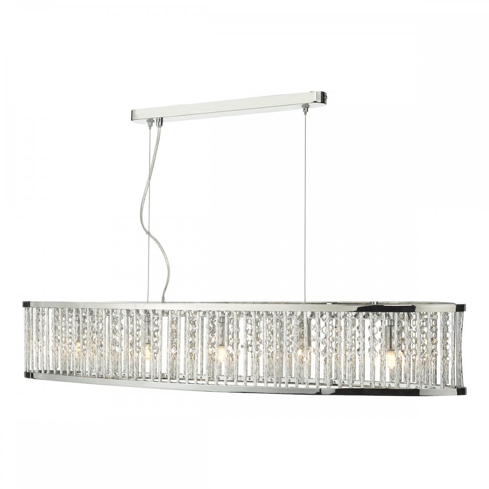 Dar NAN6268 Nantes 5 Light Bar Pendant Polished Chrome Aluminium