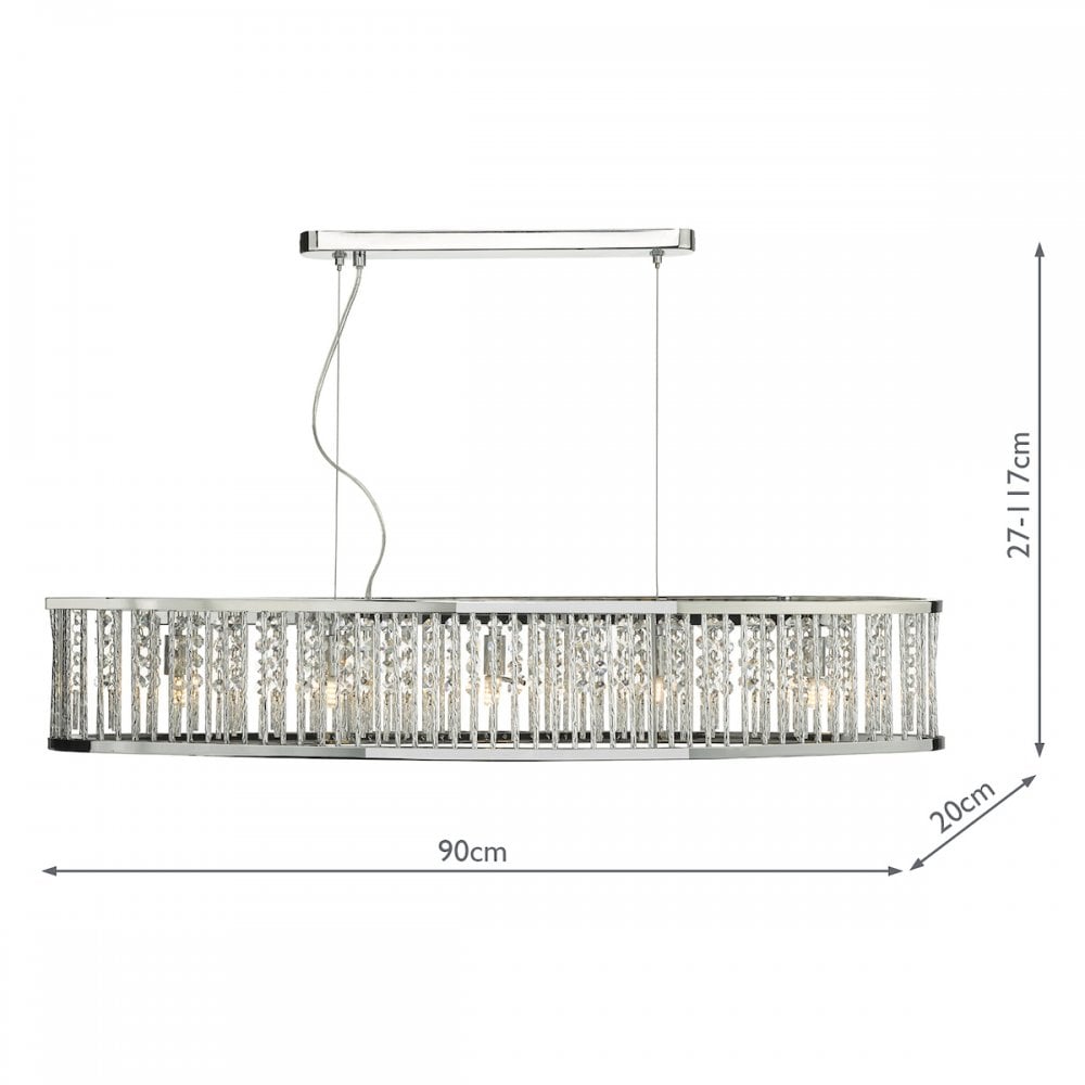 Dar NAN6268 Nantes 5 Light Bar Pendant Polished Chrome Aluminium