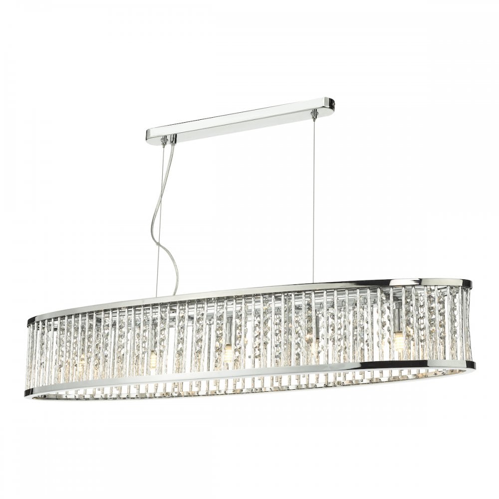 Dar NAN6268 Nantes 5 Light Bar Pendant Polished Chrome Aluminium