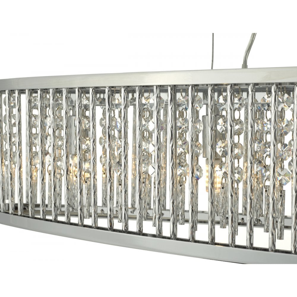 Dar NAN6268 Nantes 5 Light Bar Pendant Polished Chrome Aluminium