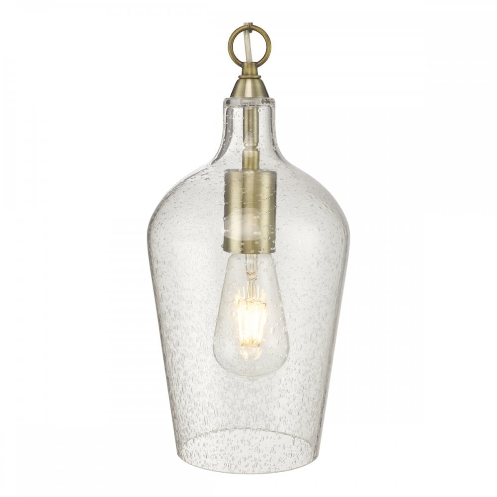 Dar NID0175 Nida Pendant Antique Brass Glass