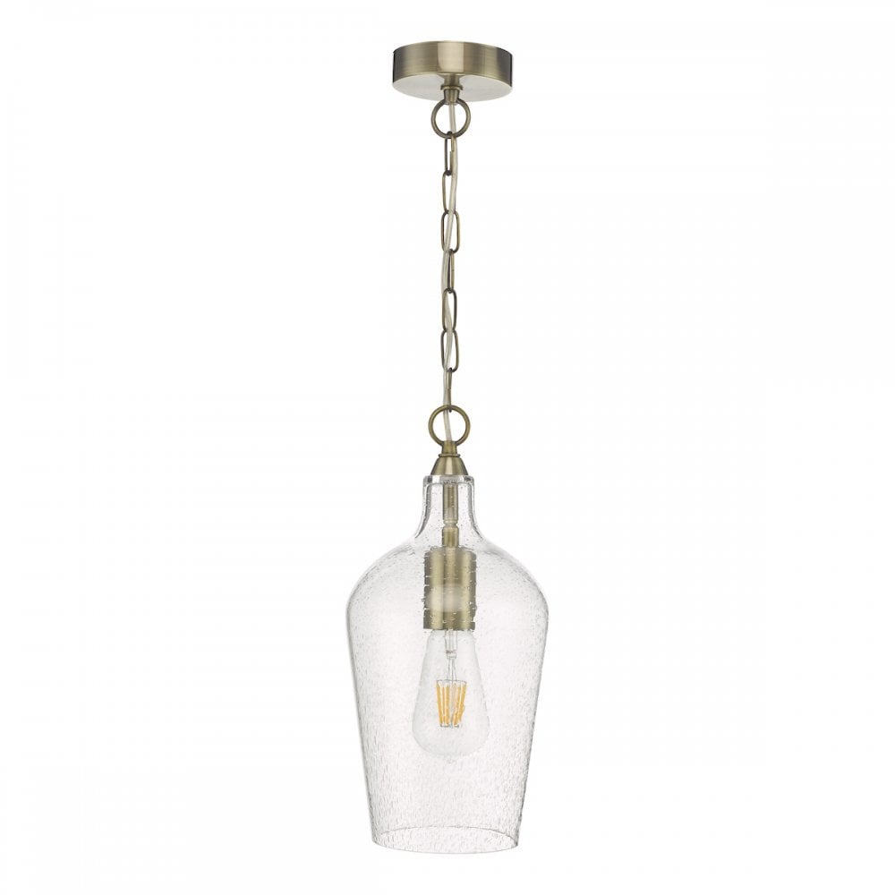Dar NID0175 Nida Pendant Antique Brass Glass