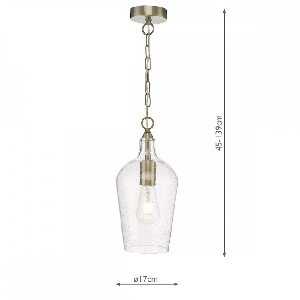 Dar NID0175 Nida Pendant Antique Brass Glass