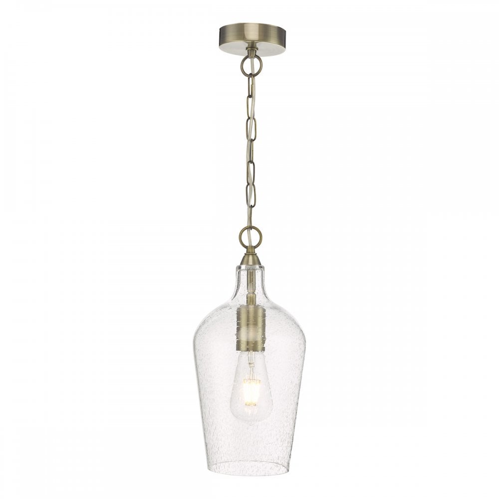 Dar NID0175 Nida Pendant Antique Brass Glass