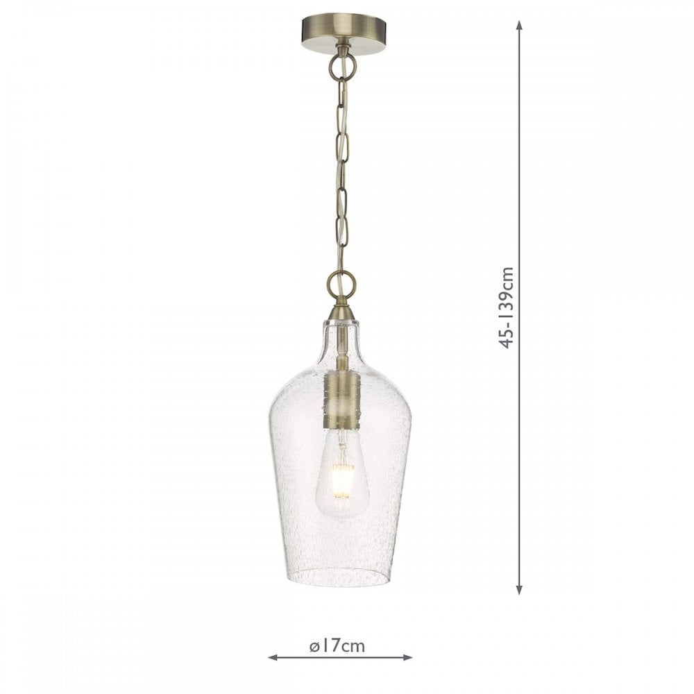 Dar NID0175 Nida Pendant Antique Brass Glass