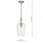 Dar NID0175 Nida Pendant Antique Brass Glass