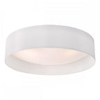 Dar NYS482 Nysa 3 Light Flush White Faux Silk 60cm (S)
