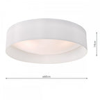 Dar NYS482 Nysa 3 Light Flush White Faux Silk 60cm (S)
