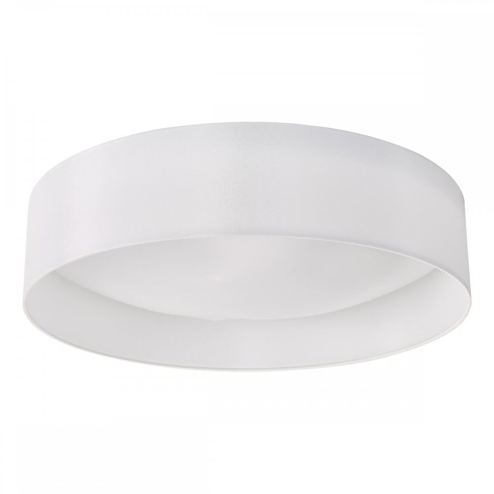 Dar NYS482 Nysa 3 Light Flush White Faux Silk 60cm
