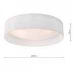 Dar NYS482 Nysa 3 Light Flush White Faux Silk 60cm (S)