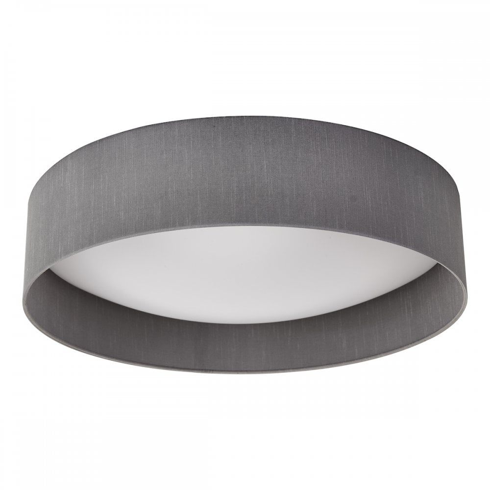 Dar NYS4839 Nysa 3 Light Flush Grey Faux Silk 60cm