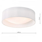 Dar NYS502 Nysa 2 Light Flush White Faux Silk 40cm