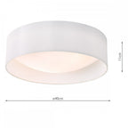 Dar NYS502 Nysa 2 Light Flush White Faux Silk 40cm