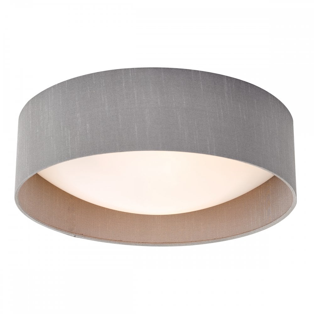 Dar NYS5039 Nysa 2 Light Flush Grey Faux Silk 40cm